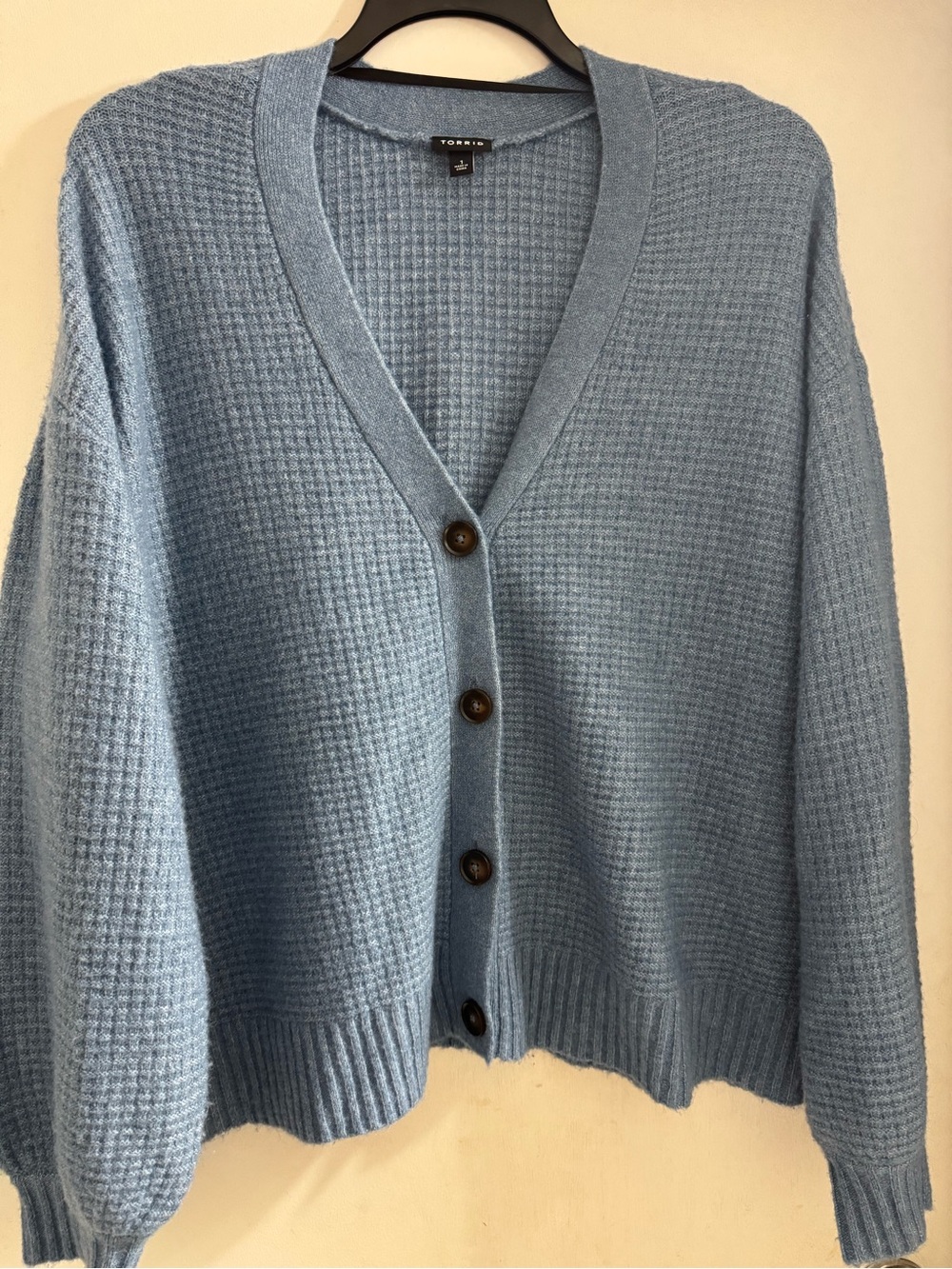 torrid Powder Blue Waffle-Knit Button Cardigan